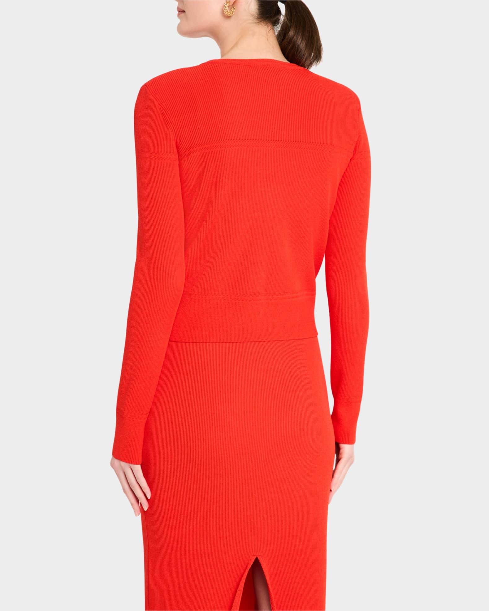 Racking Knit Detail Fine-Rib Cardigan Product Image