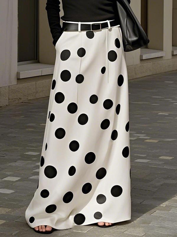 Loose Elasticity No Belt Pockets Polka-Dot Skirts Bottoms Product Image