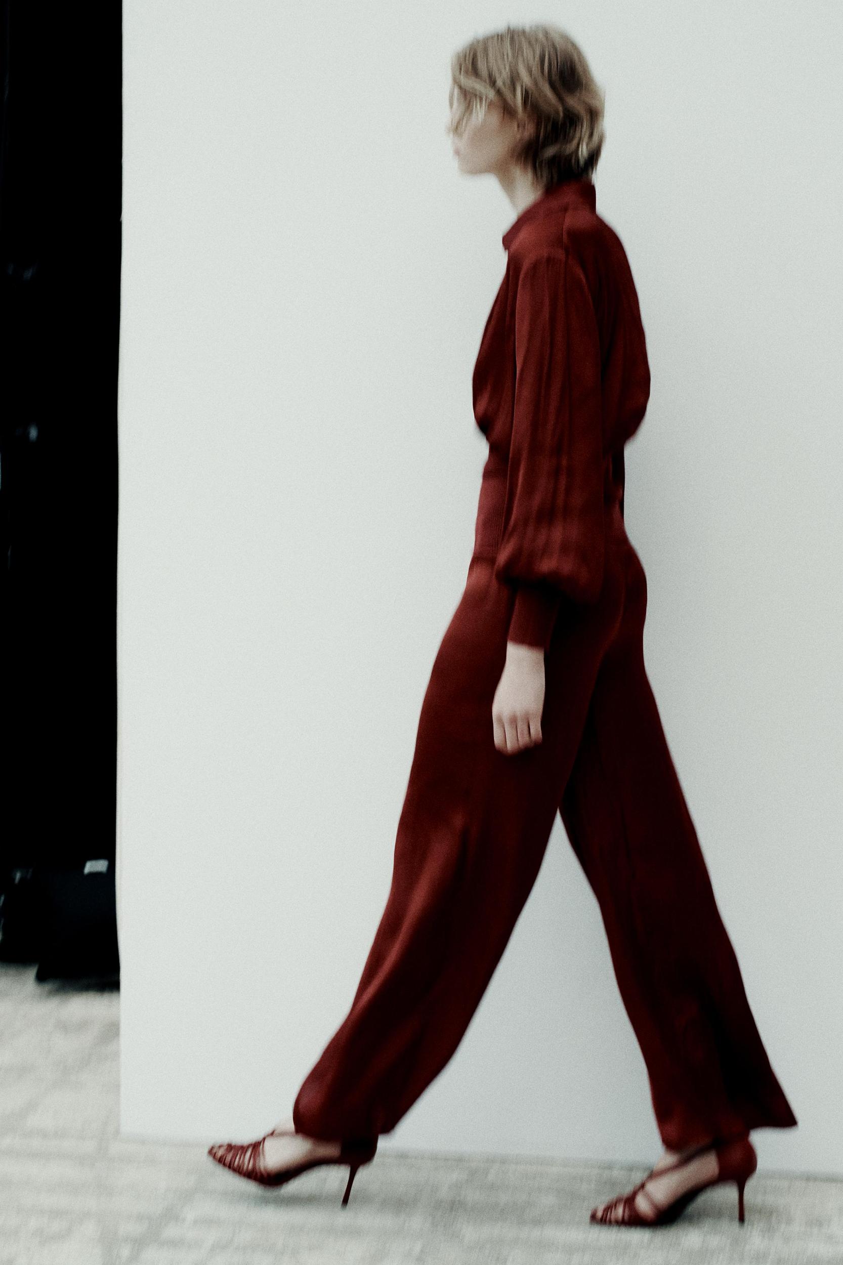 SATIN RIBBED PANTS Product Image