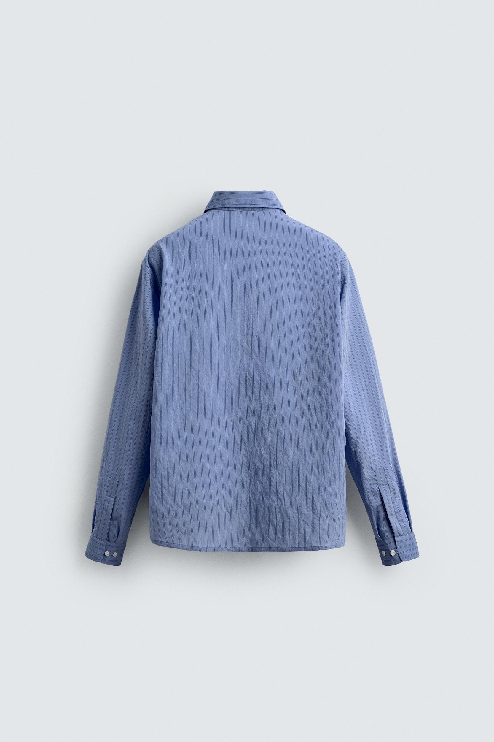 FLOWY SHIRT WITH WRINKLED STRIPE EFFECT Product Image