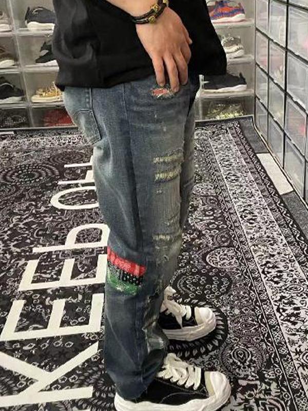 Men's Vintage Torn Loose Jeans Product Image