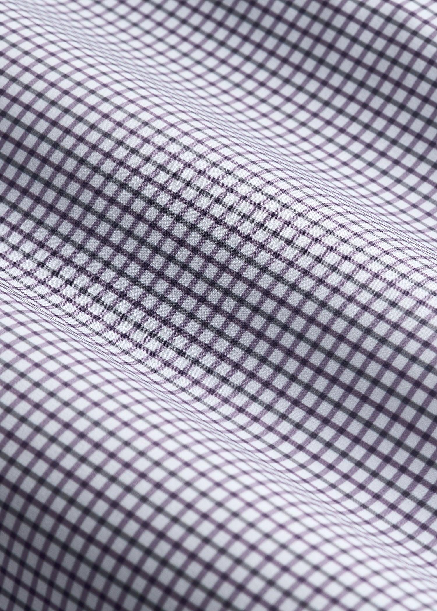 Traveler Stretch Dress Shirt for Tall Men in Plum and Black Grid Male Product Image