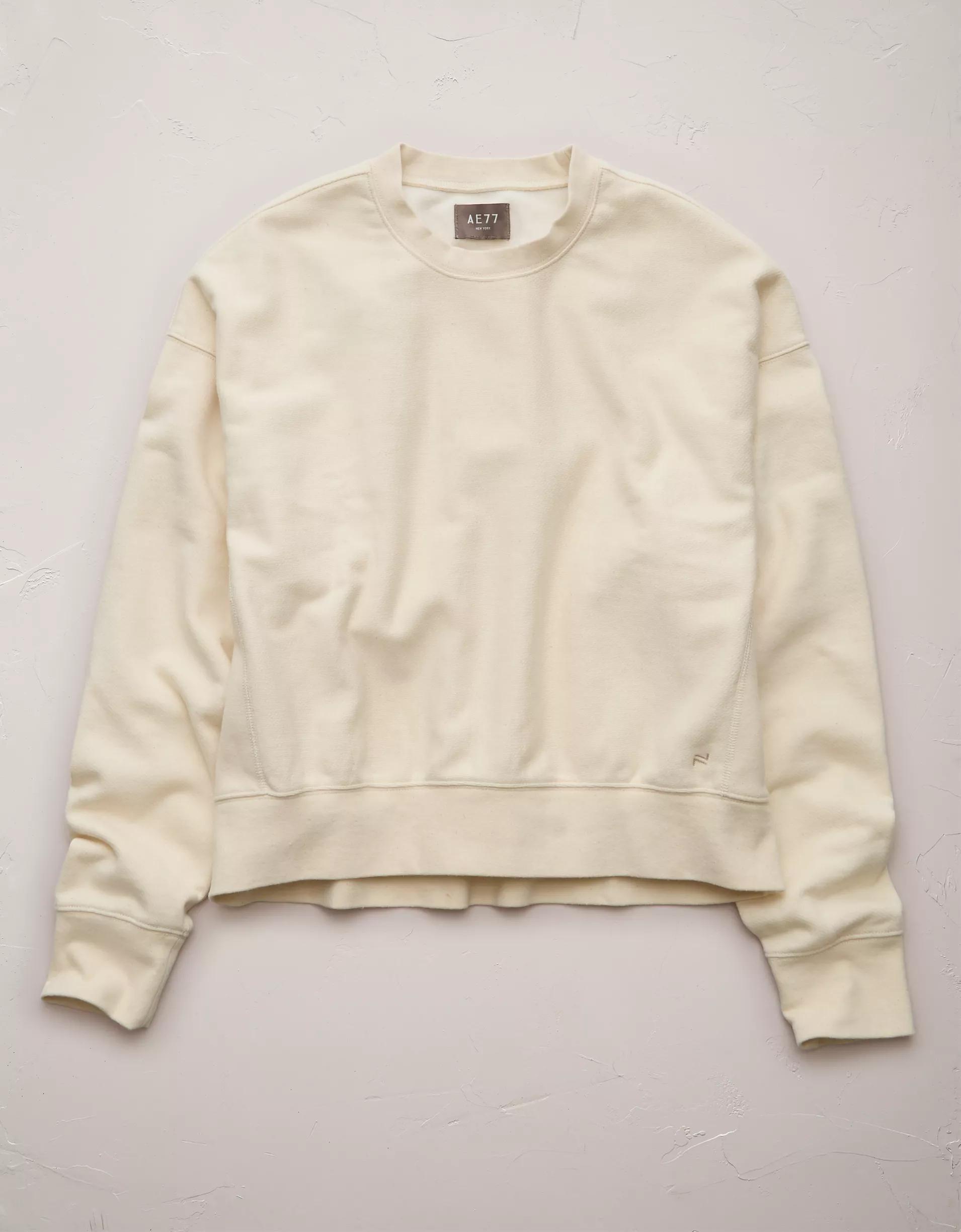 AE77 Premium Fleece Cropped Crew Neck Sweatshirt Product Image