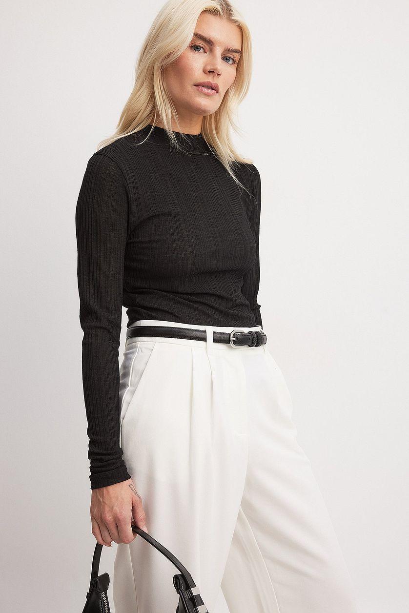 Sheer Ribbed Long Sleeve Top Product Image