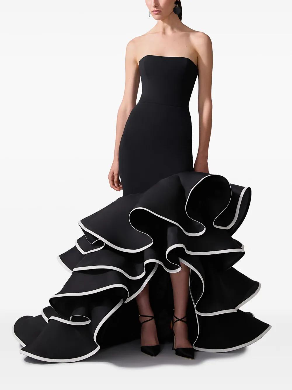 ruffled strapless gown Product Image