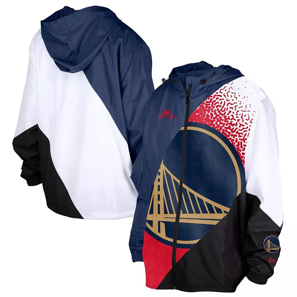 Men's New Era  Navy Golden State Warriors 2024/25 City Edition Full-Zip Windbreaker Jacket, Size: Large, Blue Product Image