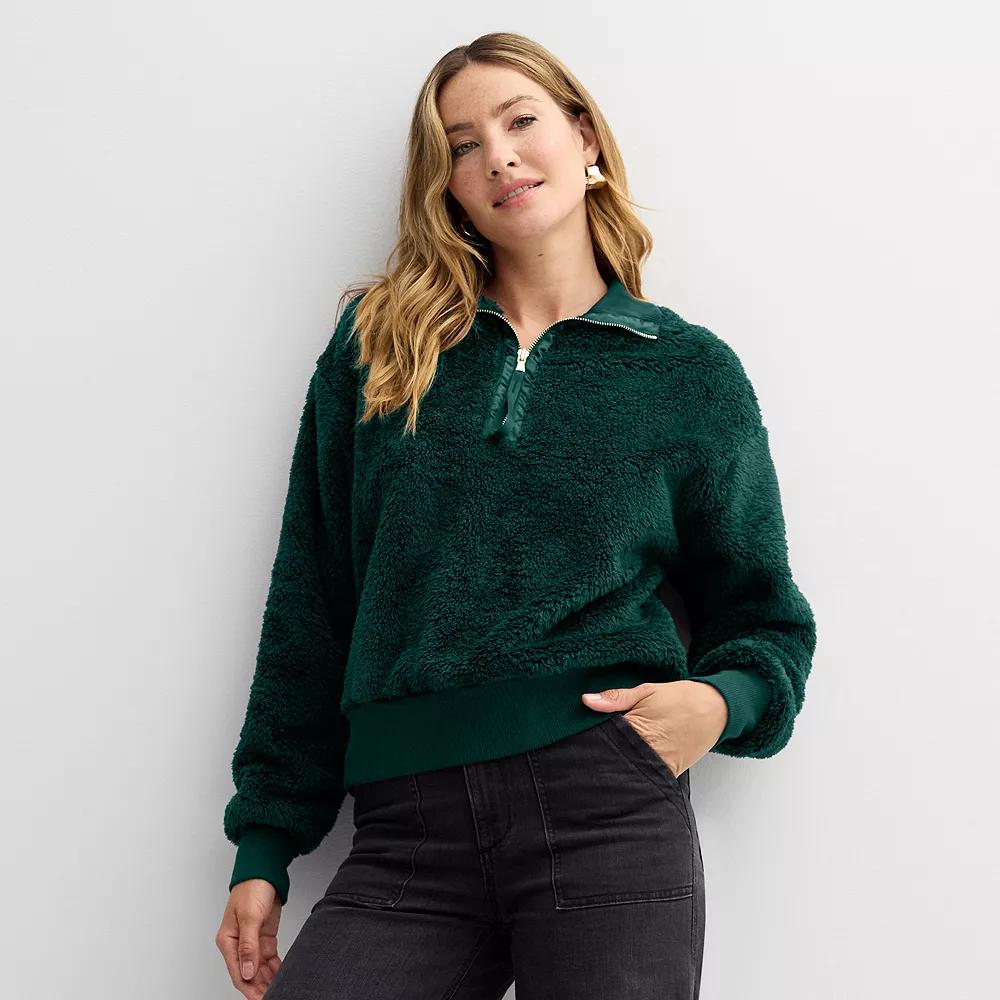 Women's Sonoma Goods For Life® Cozy Quarter Zip Pullover, Size: Large, Black Jam Product Image