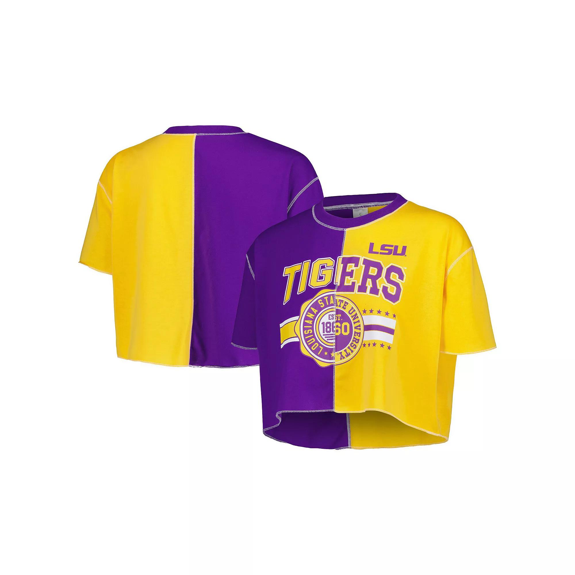 Women's ZooZatz Purple/Gold LSU Tigers Colorblock Cropped T-Shirt, Size: Medium Product Image