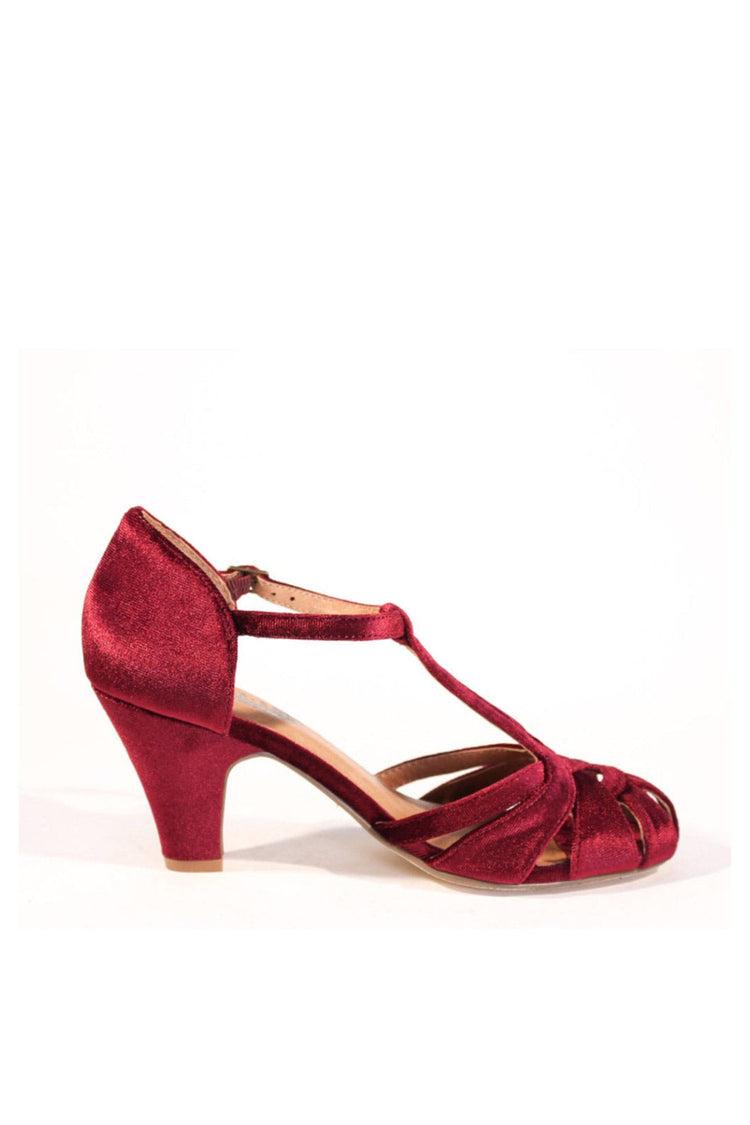 Sergi Velvet T-Strap Heels Product Image