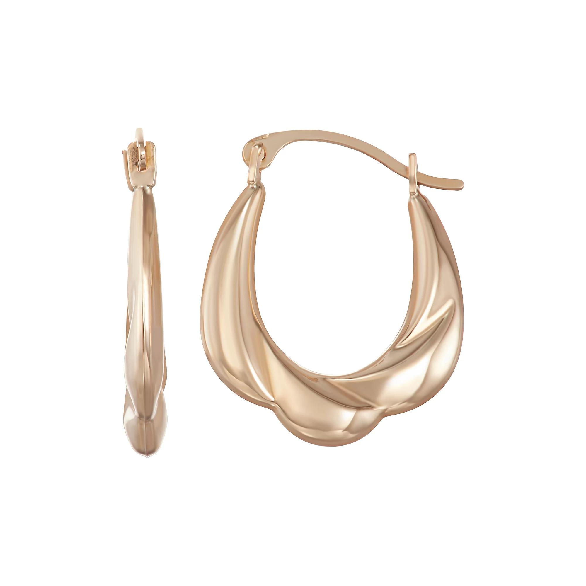 Taylor Grace 10k Gold Puffed Hoop Earrings, Women's Product Image