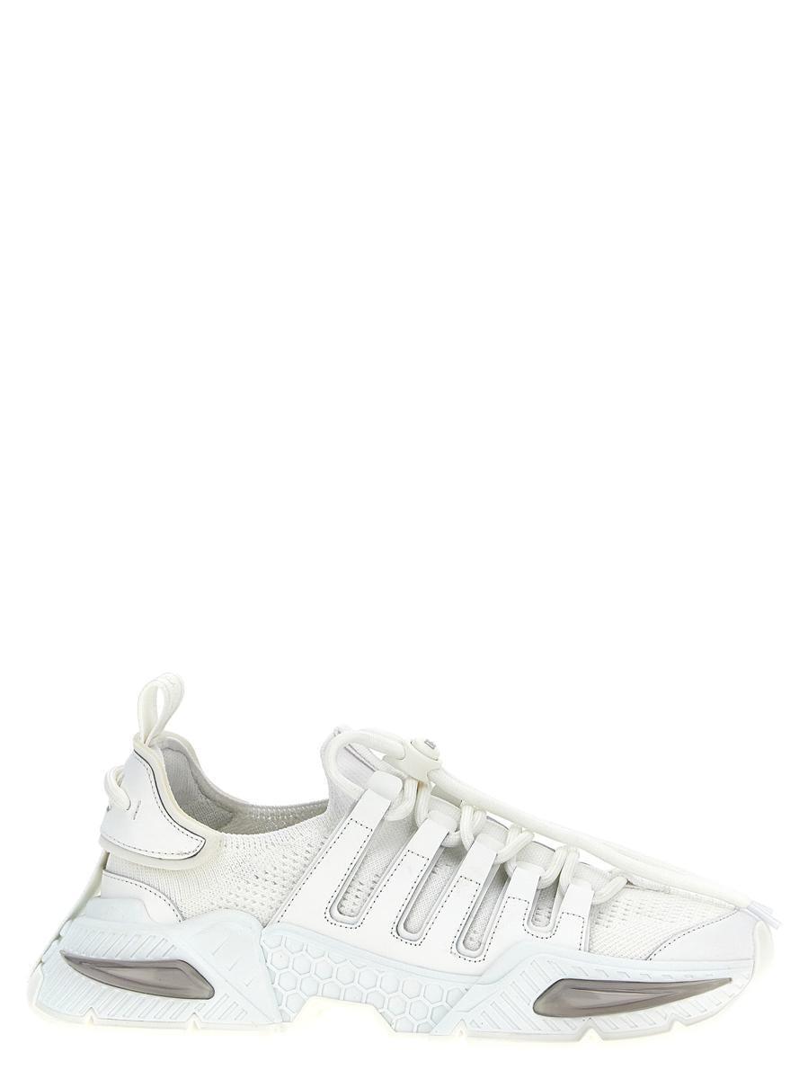 DOLCE & GABBANA White Sneakers With Modern Silhouette And Unique Lacing System Product Image