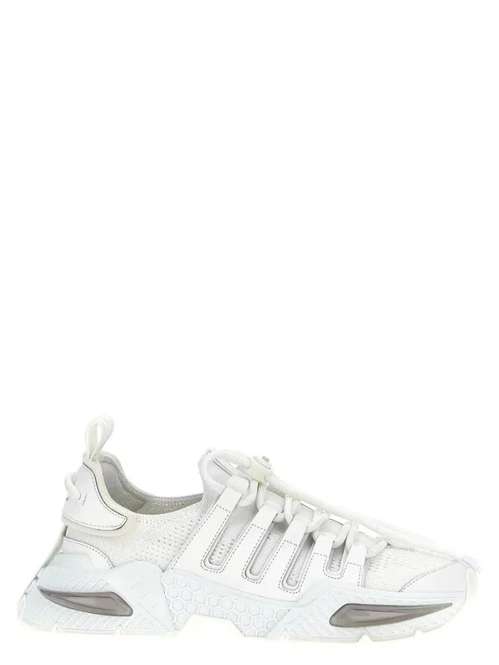 DOLCE & GABBANA White Sneakers With Modern Silhouette And Unique Lacing System Product Image