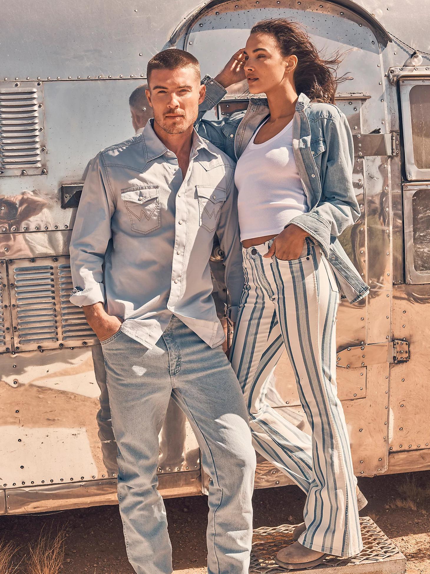 Women's Wrangler Retro® Striped Bailey High Rise Flare Jean in Gabby Product Image