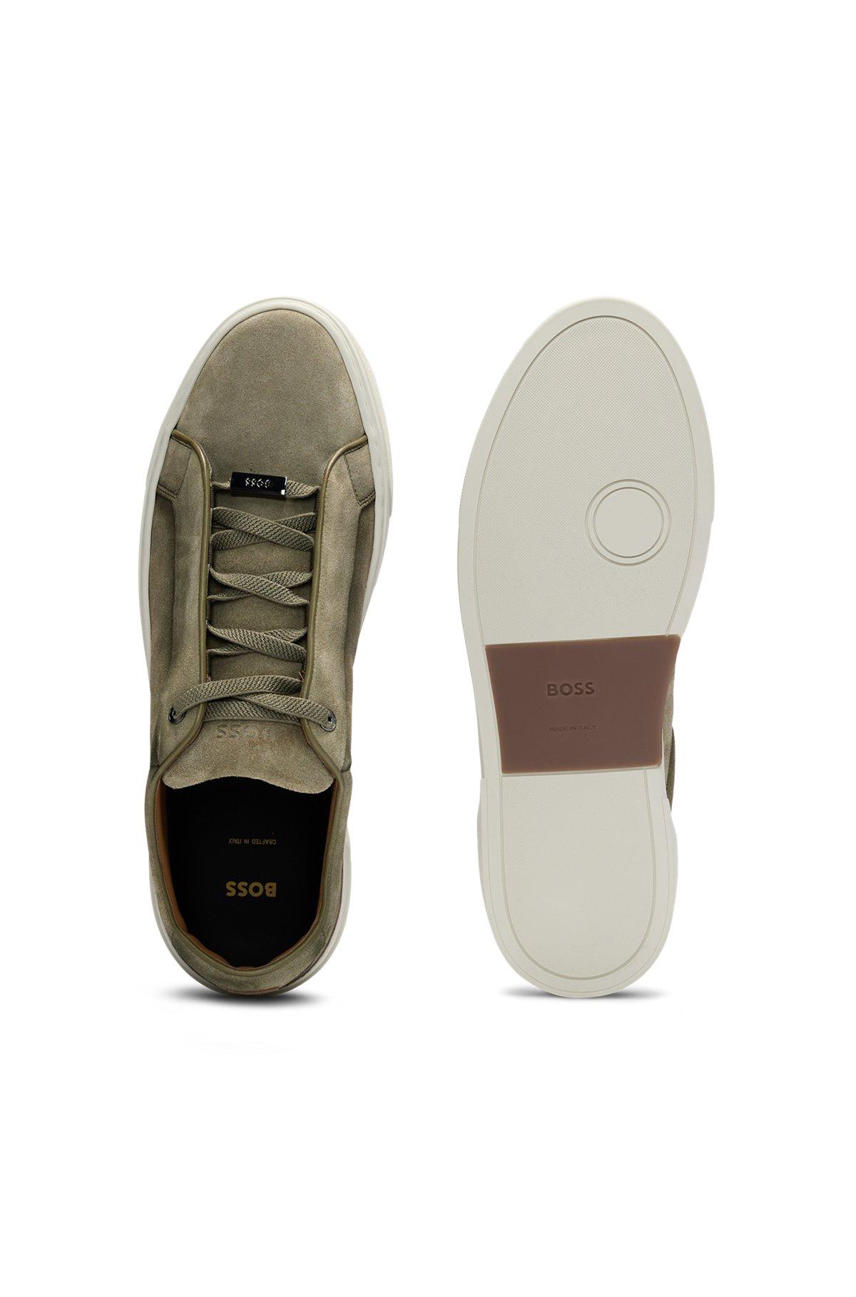 BOSS - Gary low-top trainers in suede - Light Green Product Image