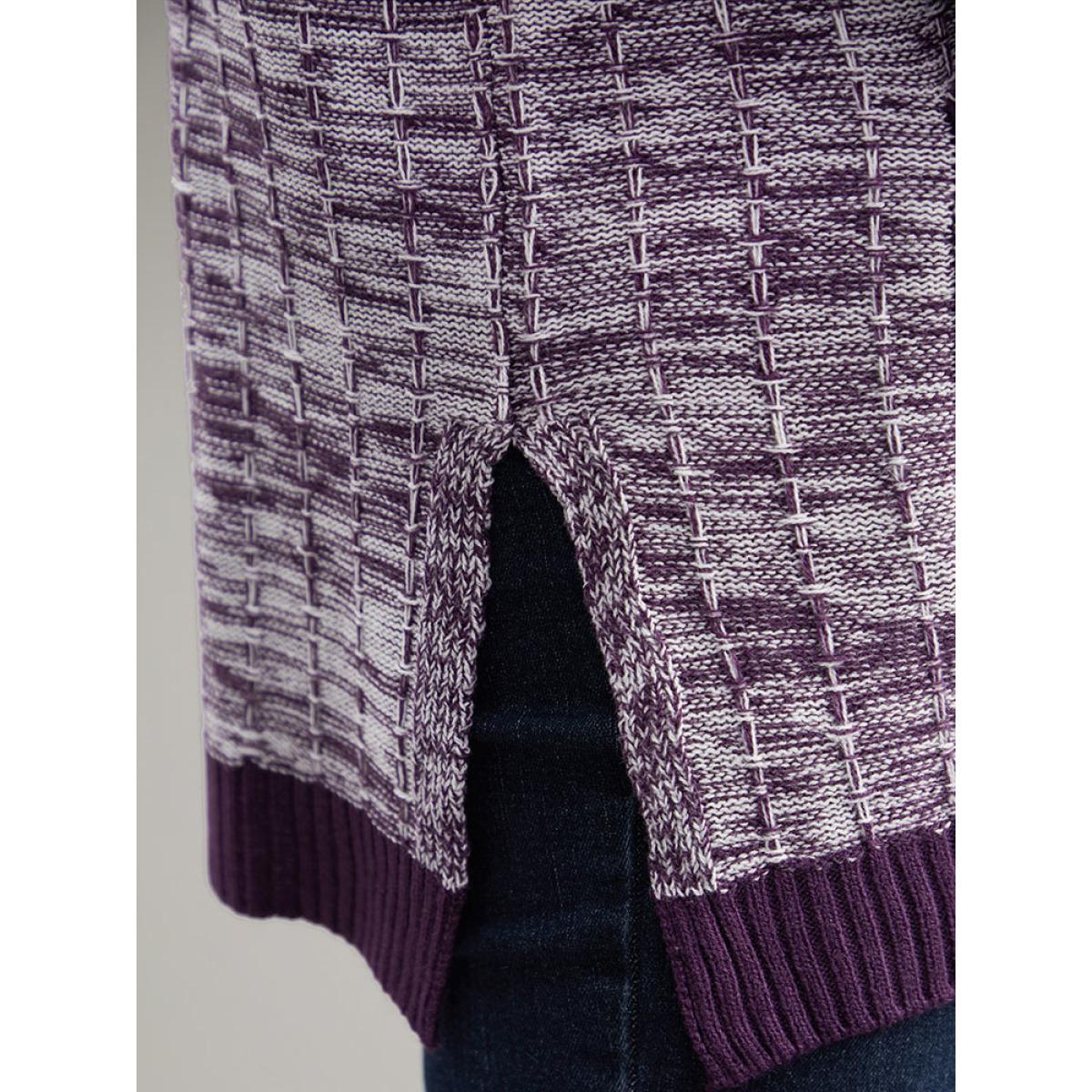 Plus Size Heather Split Side Patched Pocket Cardigan Eggplant Women Casual Loose Long Sleeve Dailywear Cardigans BloomChic 26/4X Product Image