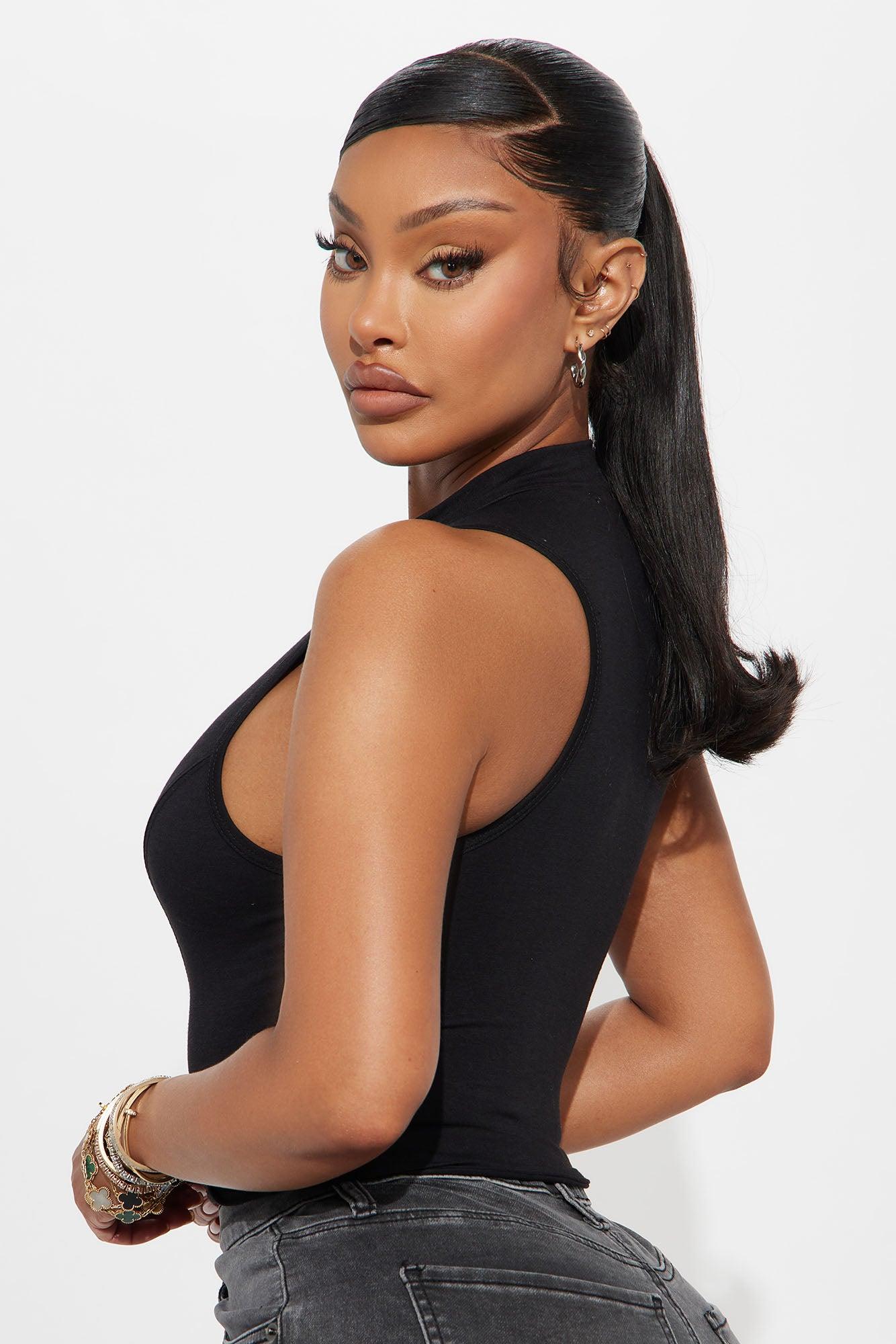 Stefani Zip Up Tank Top - Black Female Product Image