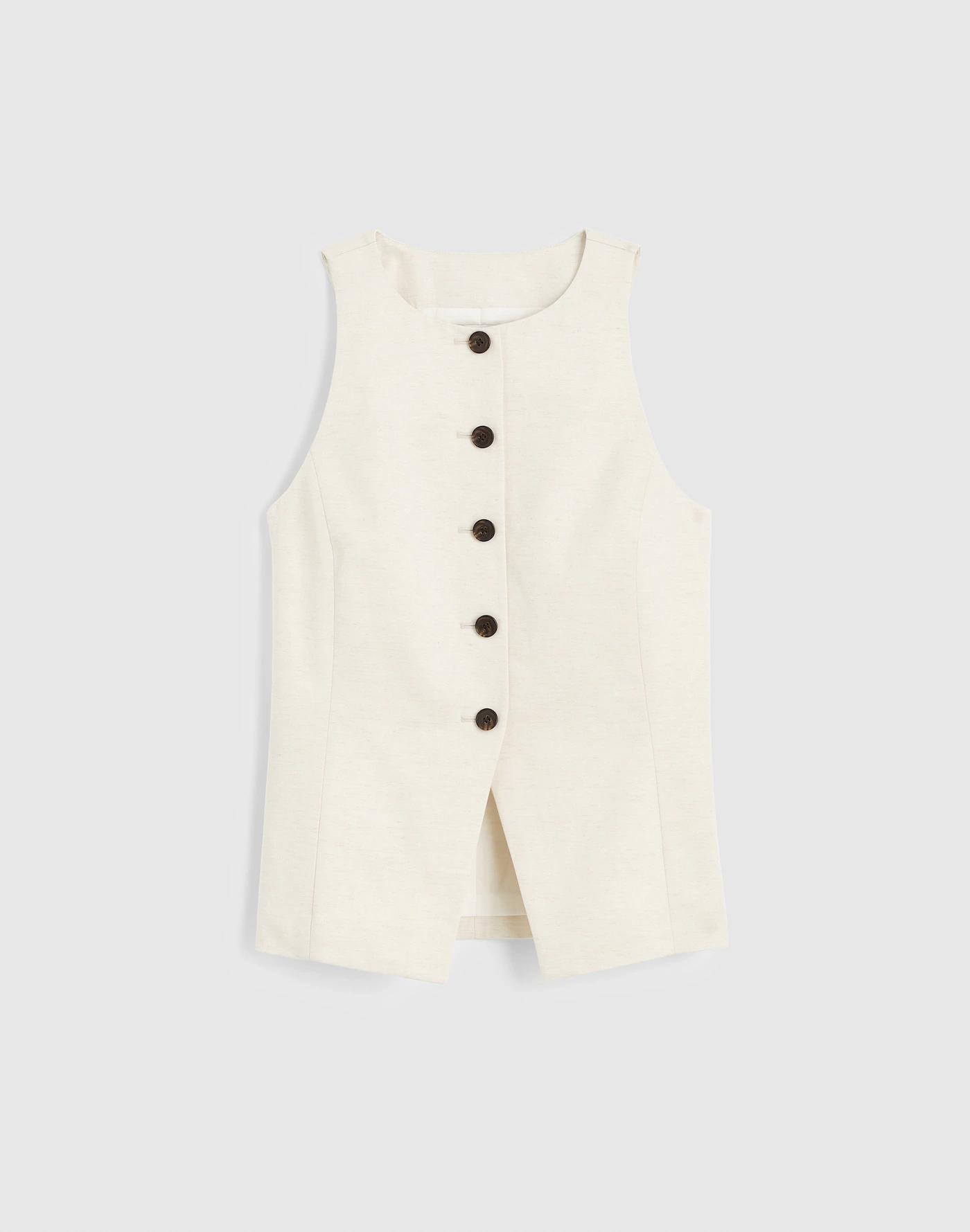 Crewneck Cutaway Vest in Drapey Twill Product Image