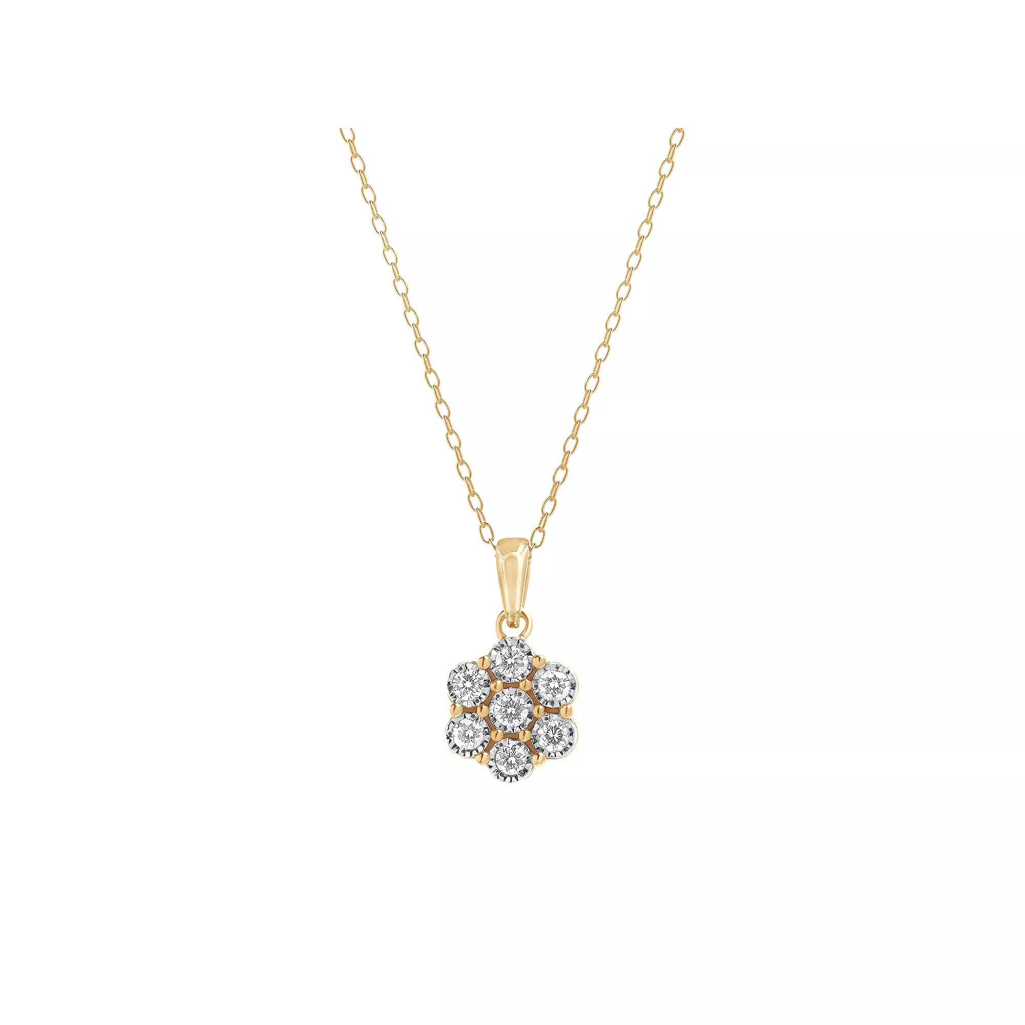 Diamond Brilliance Sterling Silver 1/4 Carat T.W. Lab-Created Diamond Pendant Necklace, Women's, Size: 18", Gold Tone Product Image