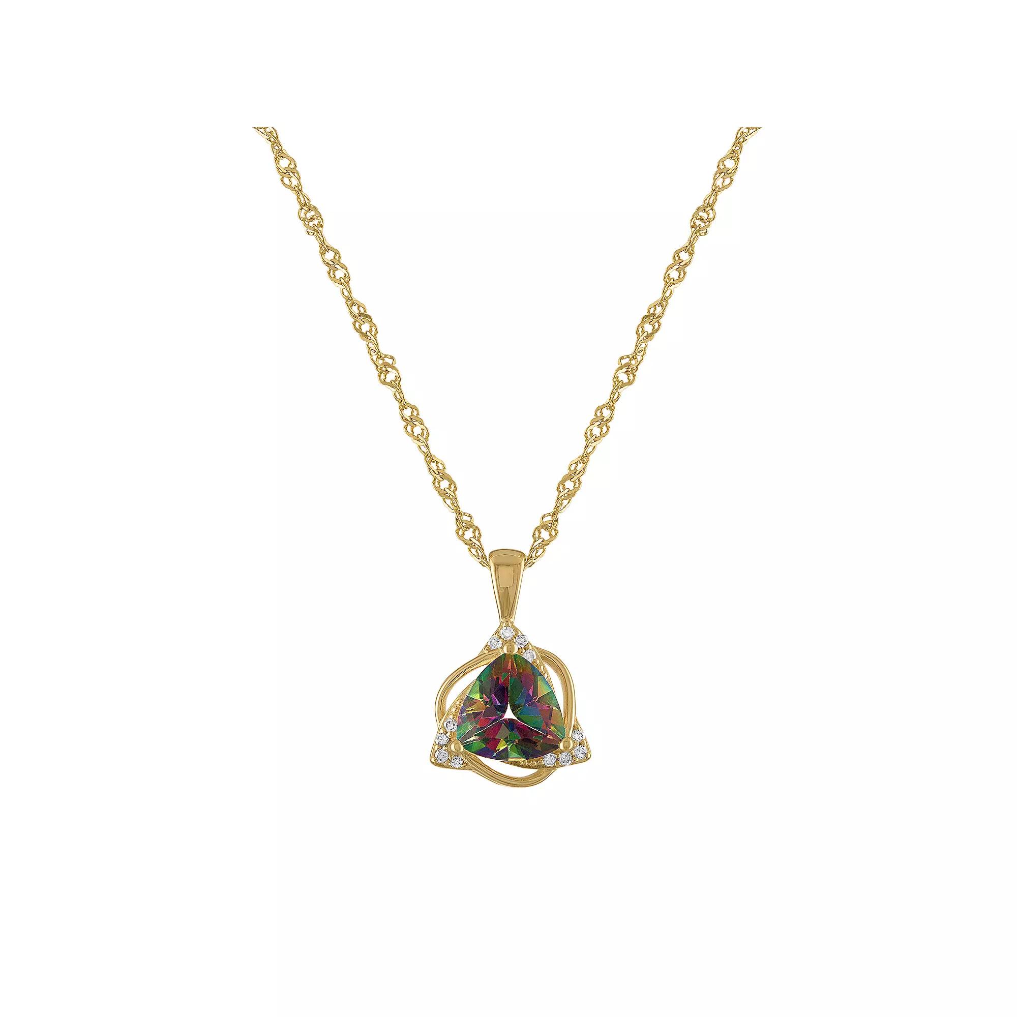 Tiara 14k Gold Over Sterling Silver Mystic Topaz & Diamond Accent Pendant, Women's, Gold Tone Product Image