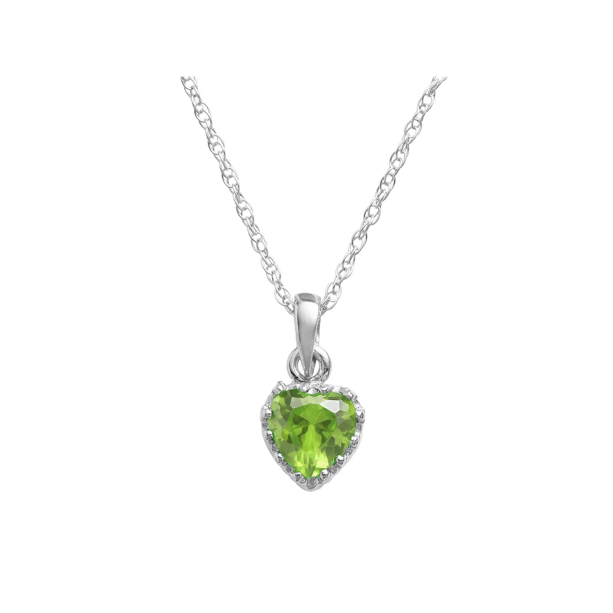 Designs by Gioelli Sterling Silver Lab-Created Emerald Heart Crown Pendant, Women's,  Product Image