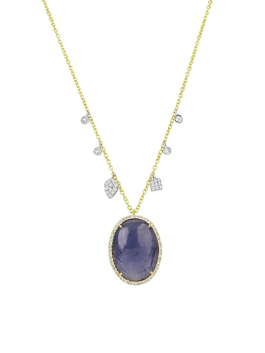 Womens Two-Tone 14K Gold, Tanzanite & 0.35 TCW Diamond Pendant Necklace Product Image