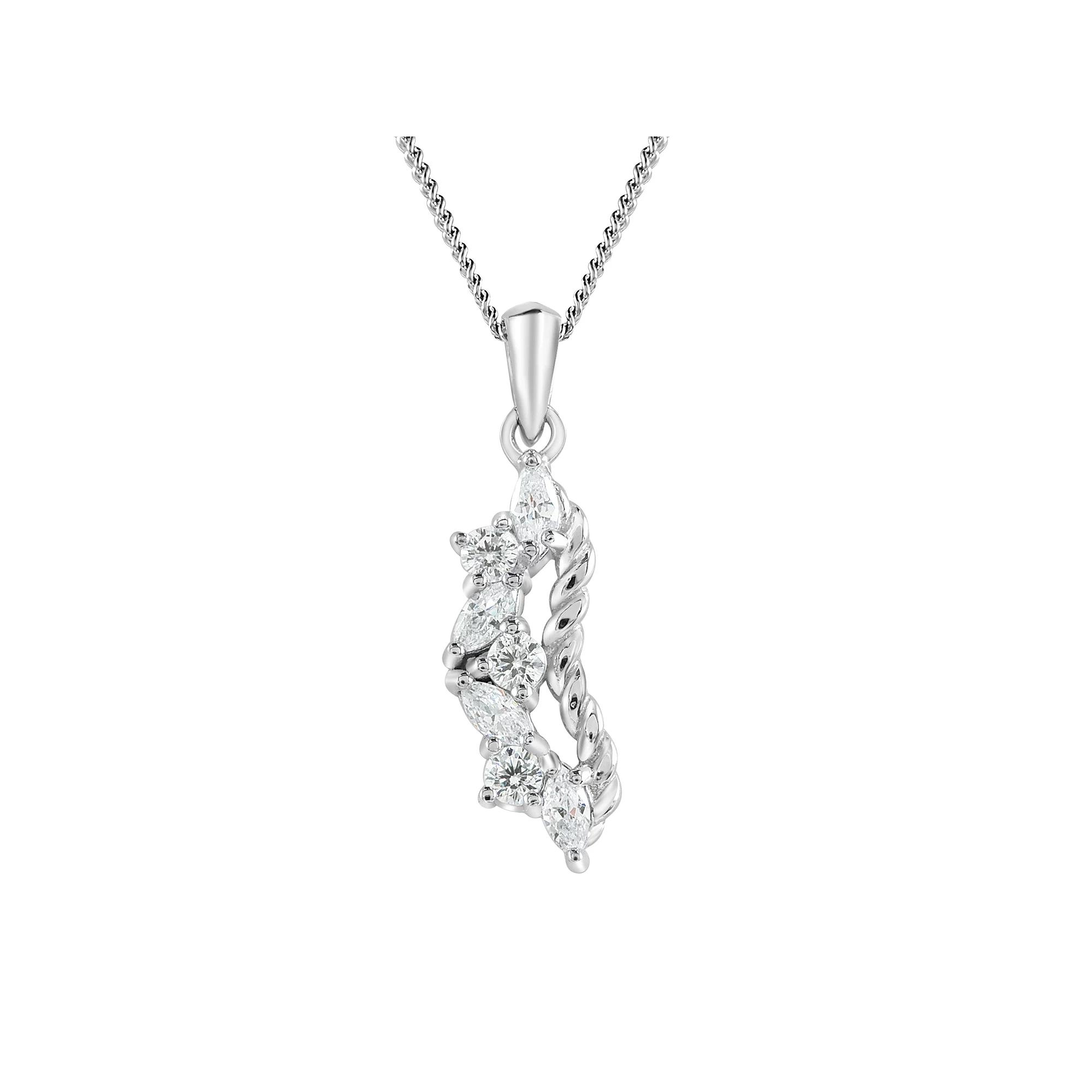 SIRI Sterling Silver Rhodium-Plated Pendant with Abstract Textured Design and 18" Chain, Women's Product Image