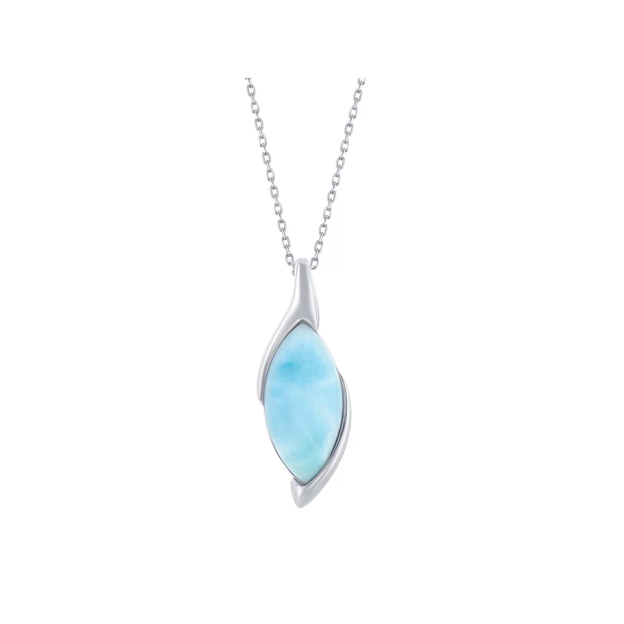 Sterling Silver Larimar Marquise Pendant Necklace, Women's, Size: 18" Product Image