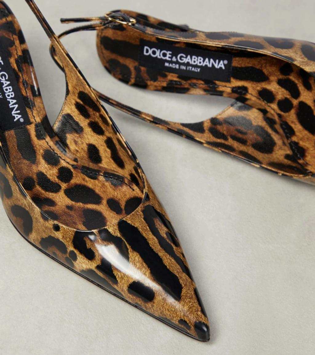 DOLCE & GABBANA Luxurious Leopard Printed Slingback Pumps For Women In Lavender Product Image