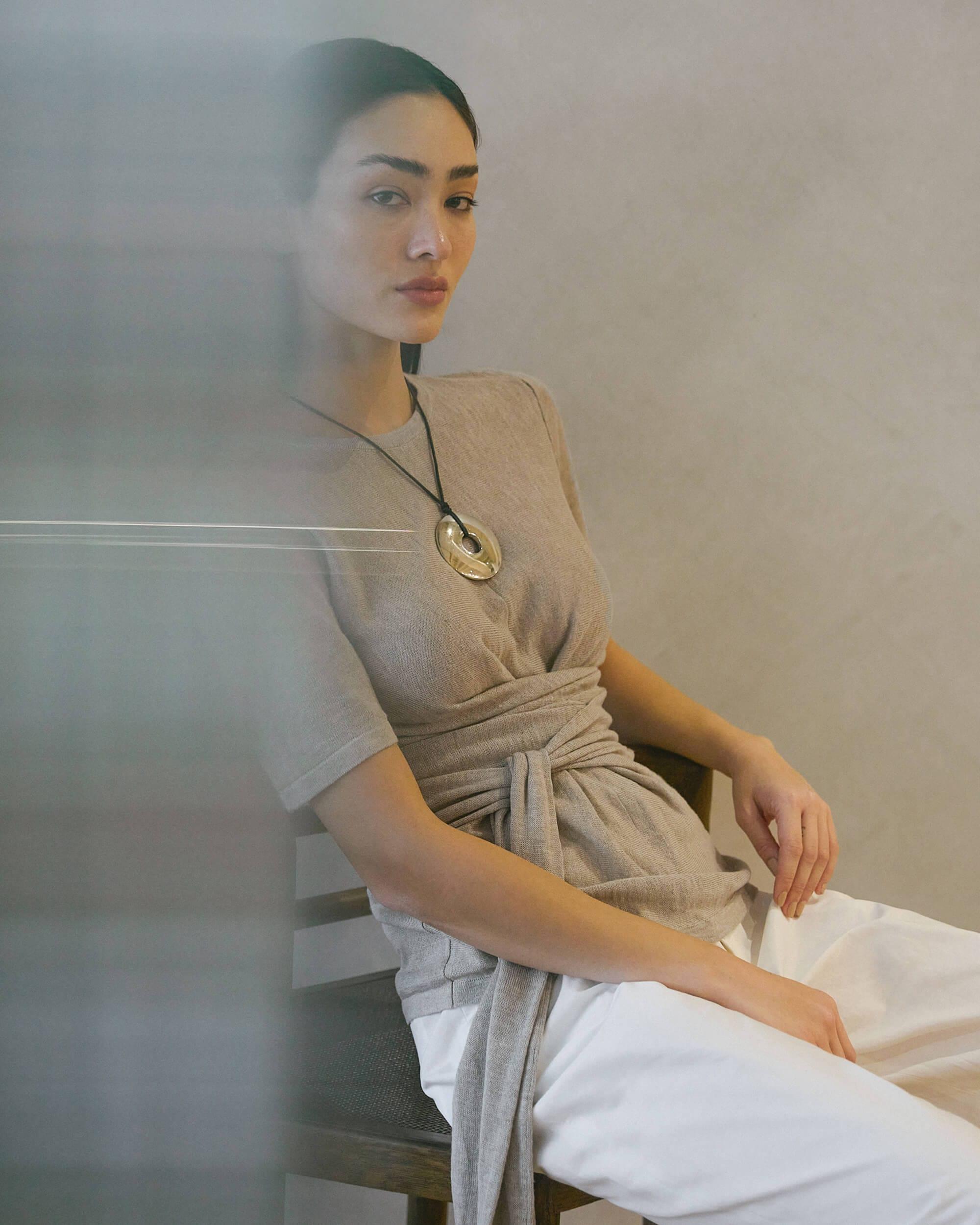 Lark Tie-Front Linen Sweater Product Image