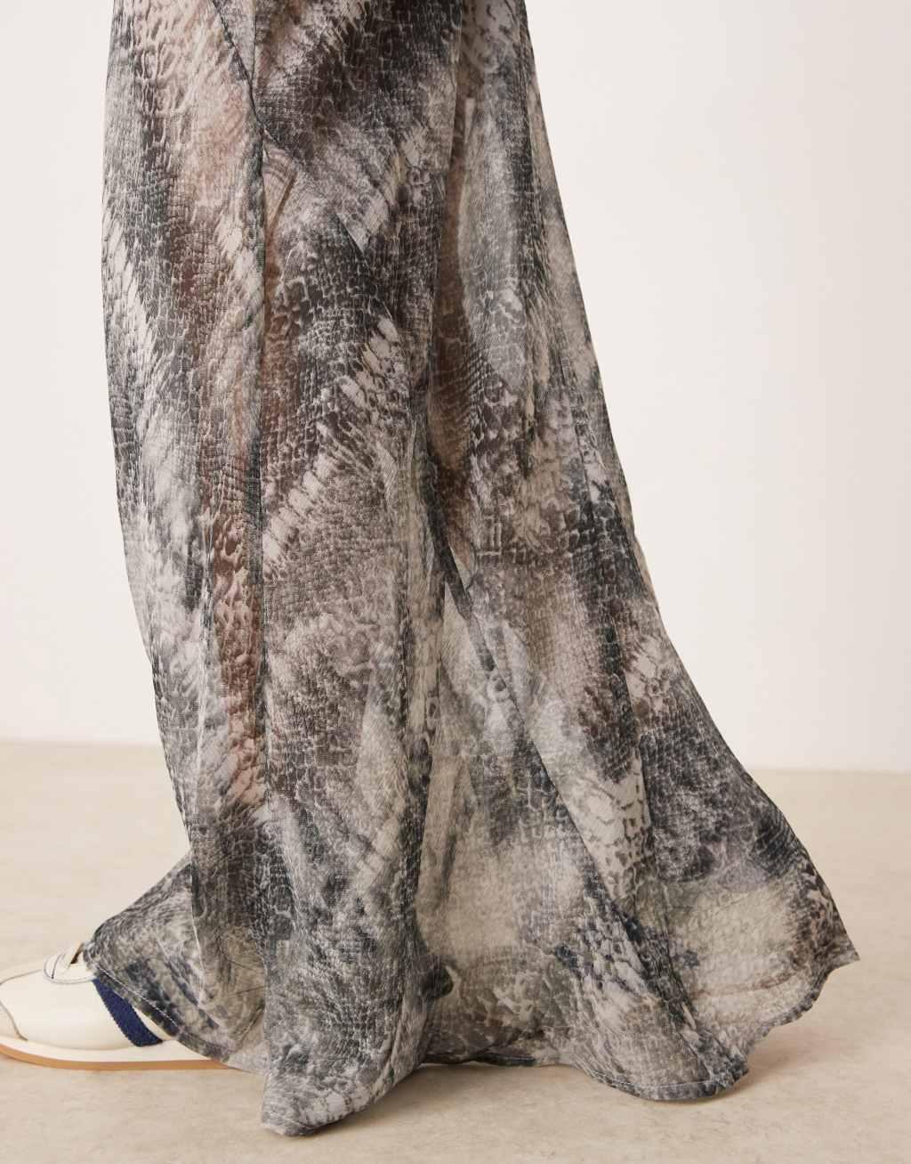 ASOS DESIGN Petite sheer maxi skirt in snake print Product Image
