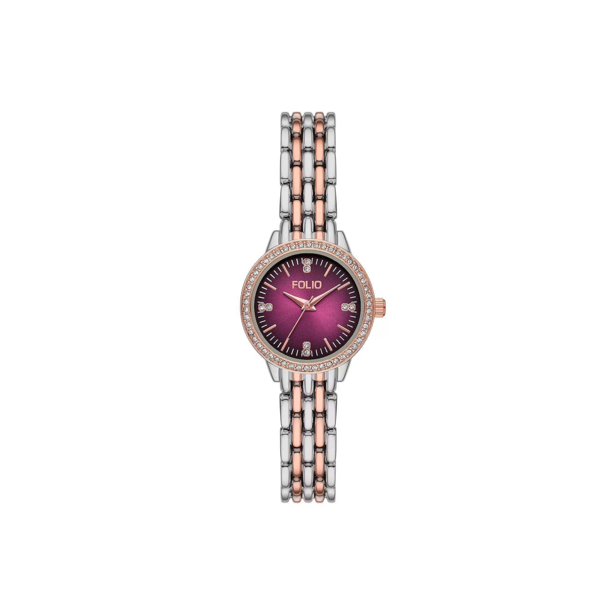 Folio Women's Two Tone Glitz Dial Watch, Rose Silver Two Tone Product Image