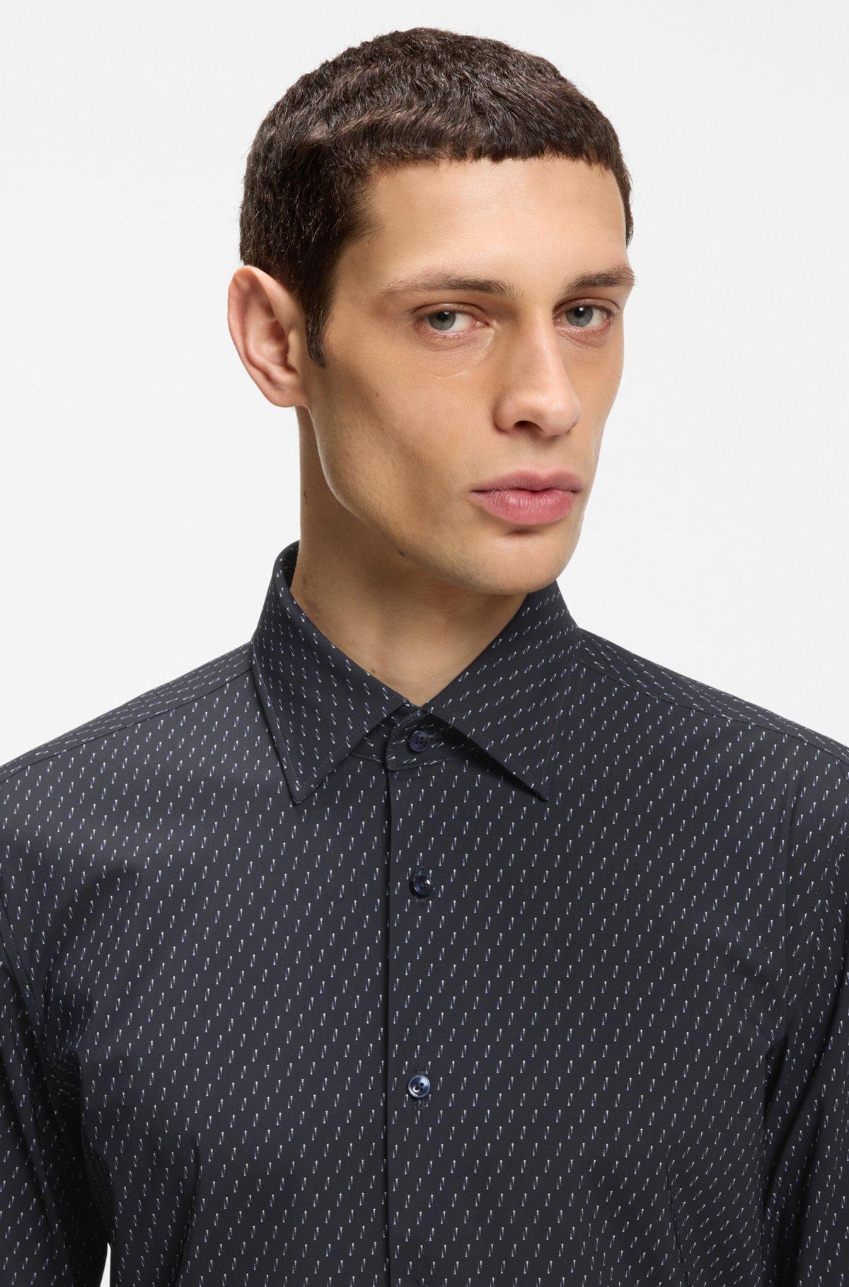 Printed slim-fit shirt in performance-stretch jersey Product Image