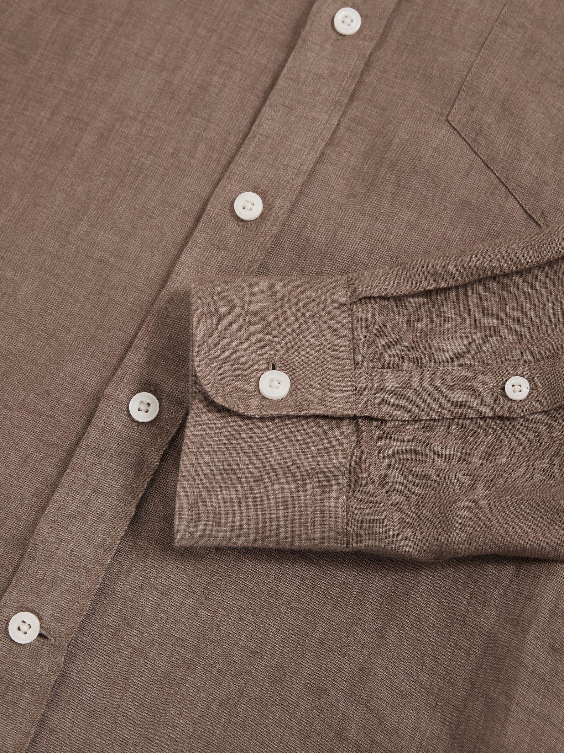 Linen Button-Through Shirt in Light Taupe Brown Product Image