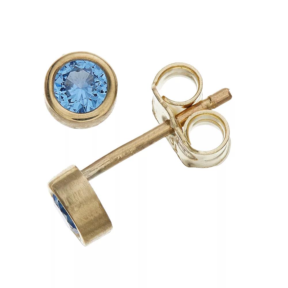 Kristen Kesho 10k Gold Round Birthstone Bezel Stud Earrings, Women's, December Product Image