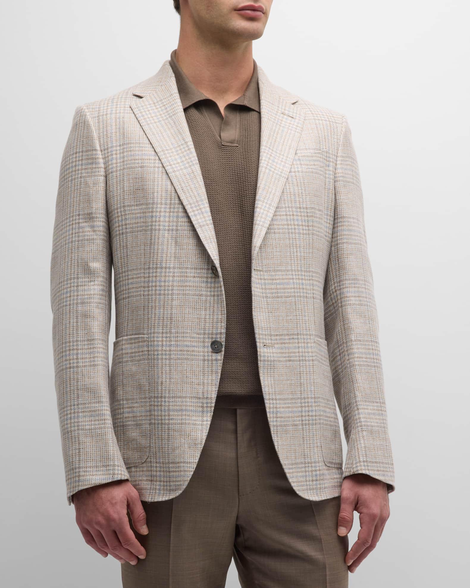 Men's Plaid Linen-Wool Sport Coat Product Image