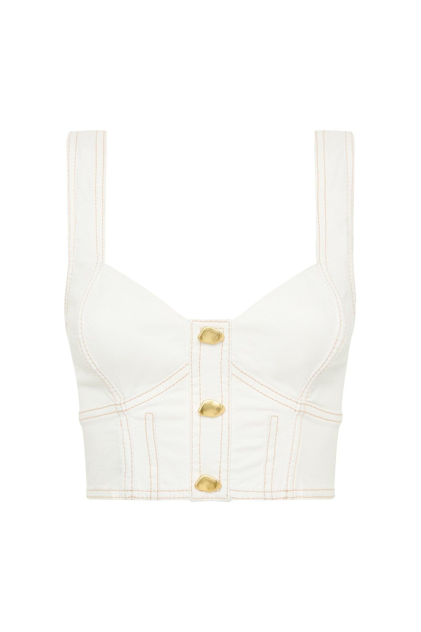 Elena Denim Cropped Bustier Product Image