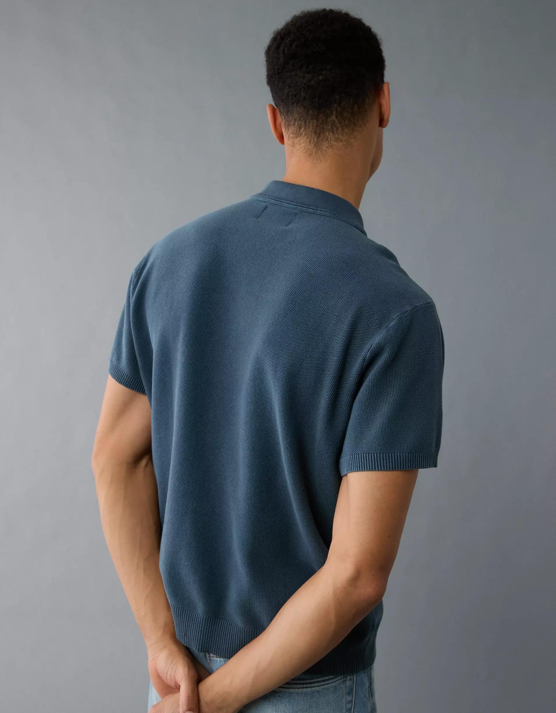 AE Weekend Washed Sweater Polo Shirt Product Image