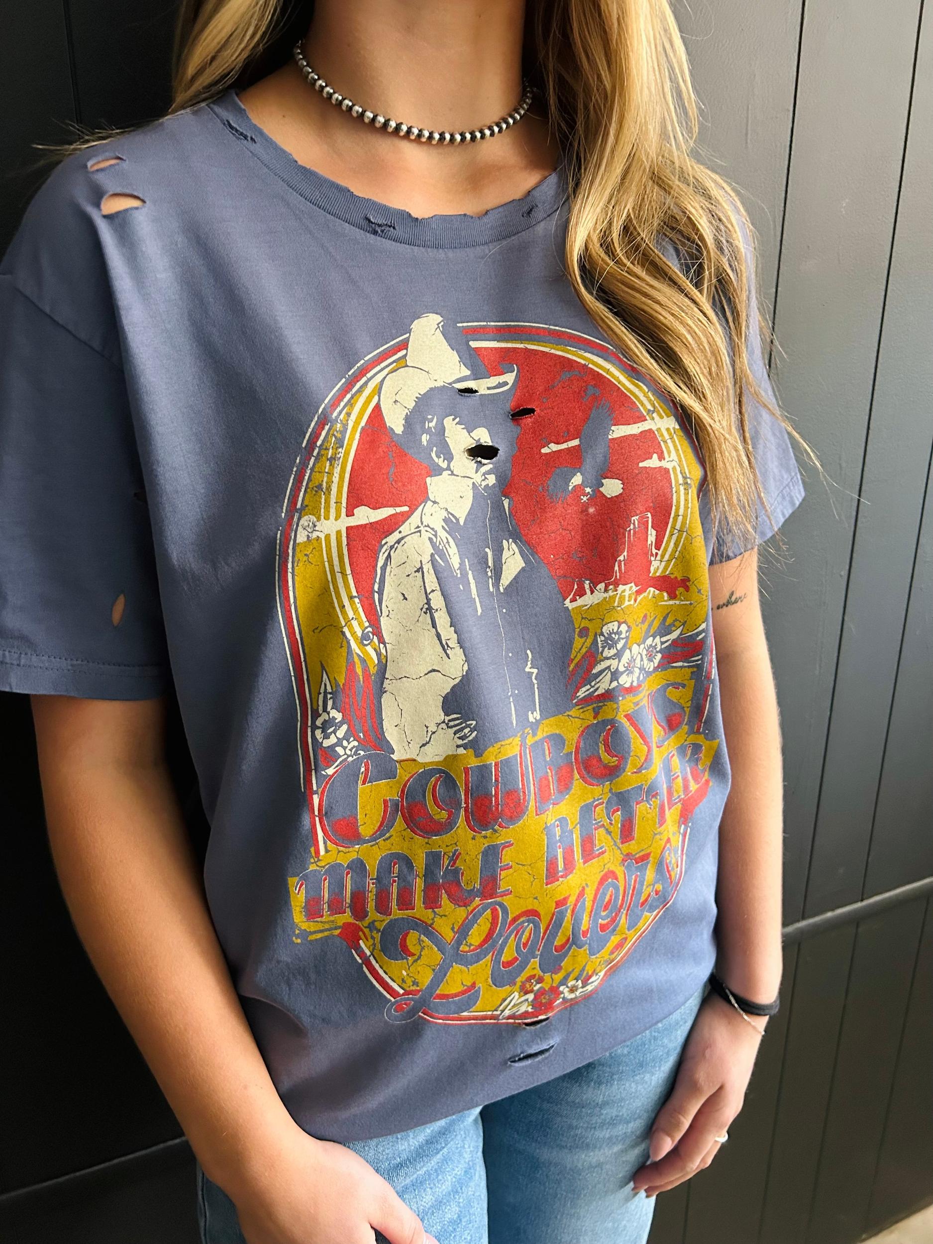 Cowboys Make Better Lovers Navy Holy Tee Product Image