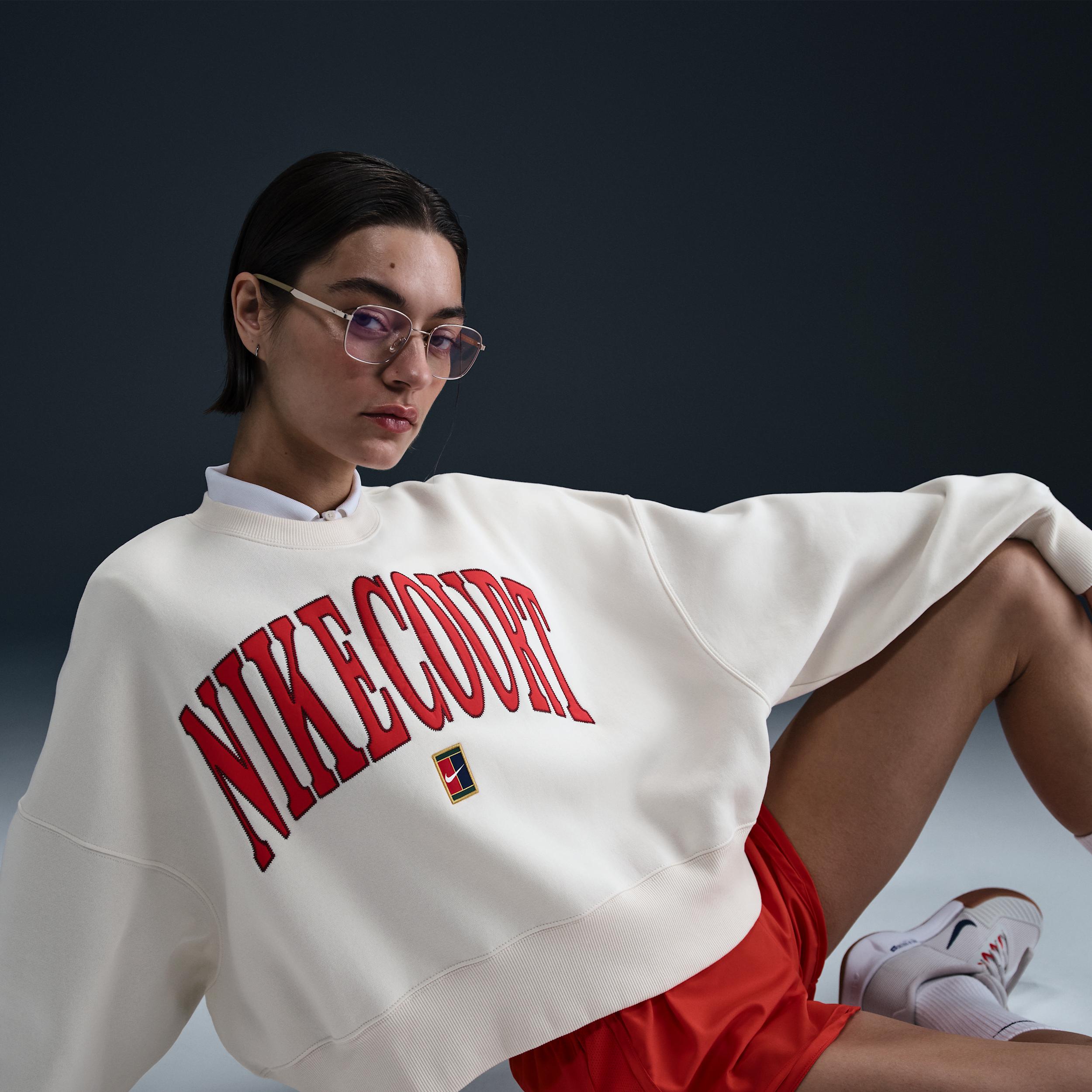 Nike Womens Court Phoenix Fleece Over-Oversized Crew-Neck Tennis Sweatshirt | HQ0351-010 Product Image