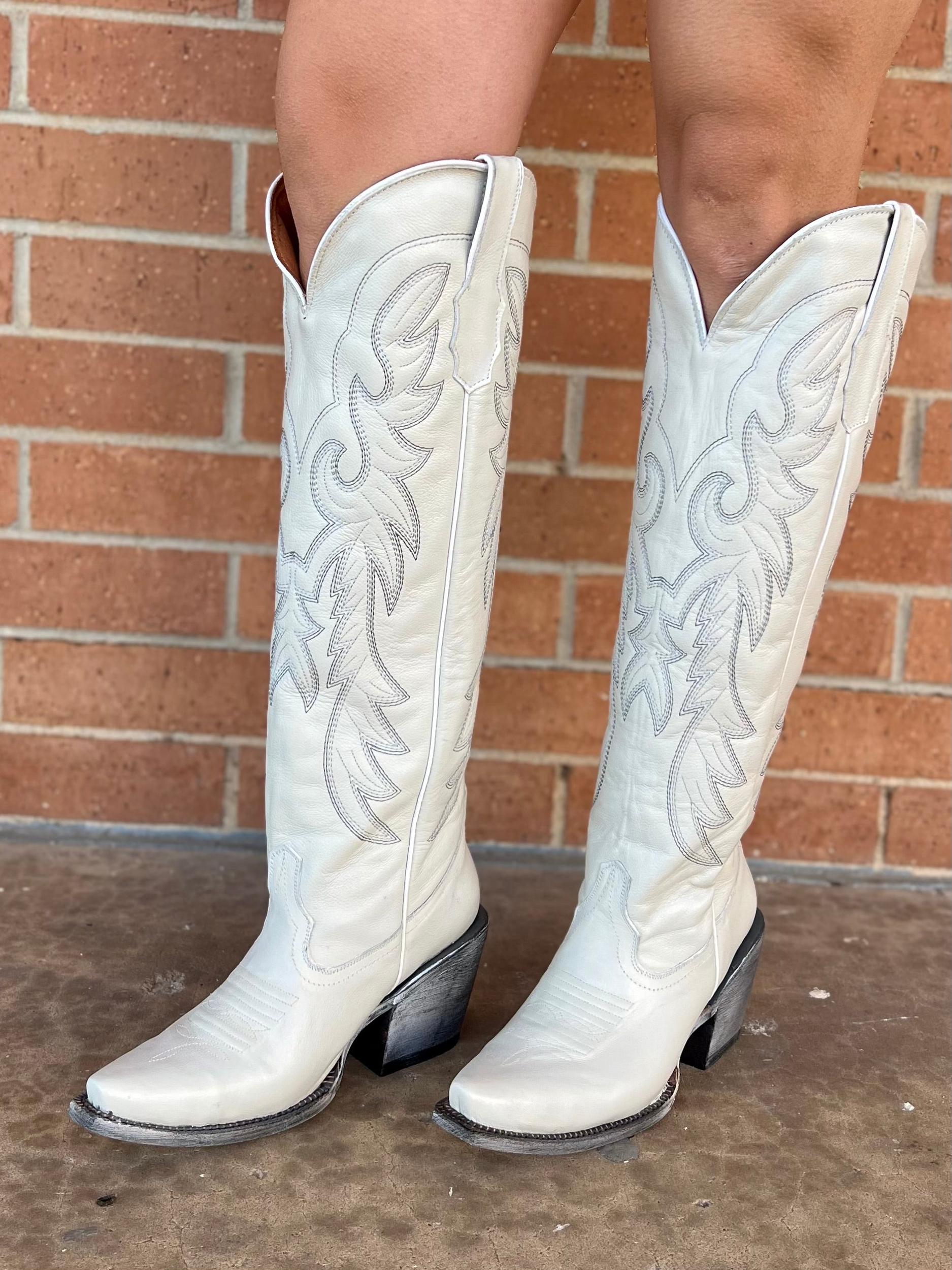 Tanner Mark White Knee High Boots Product Image