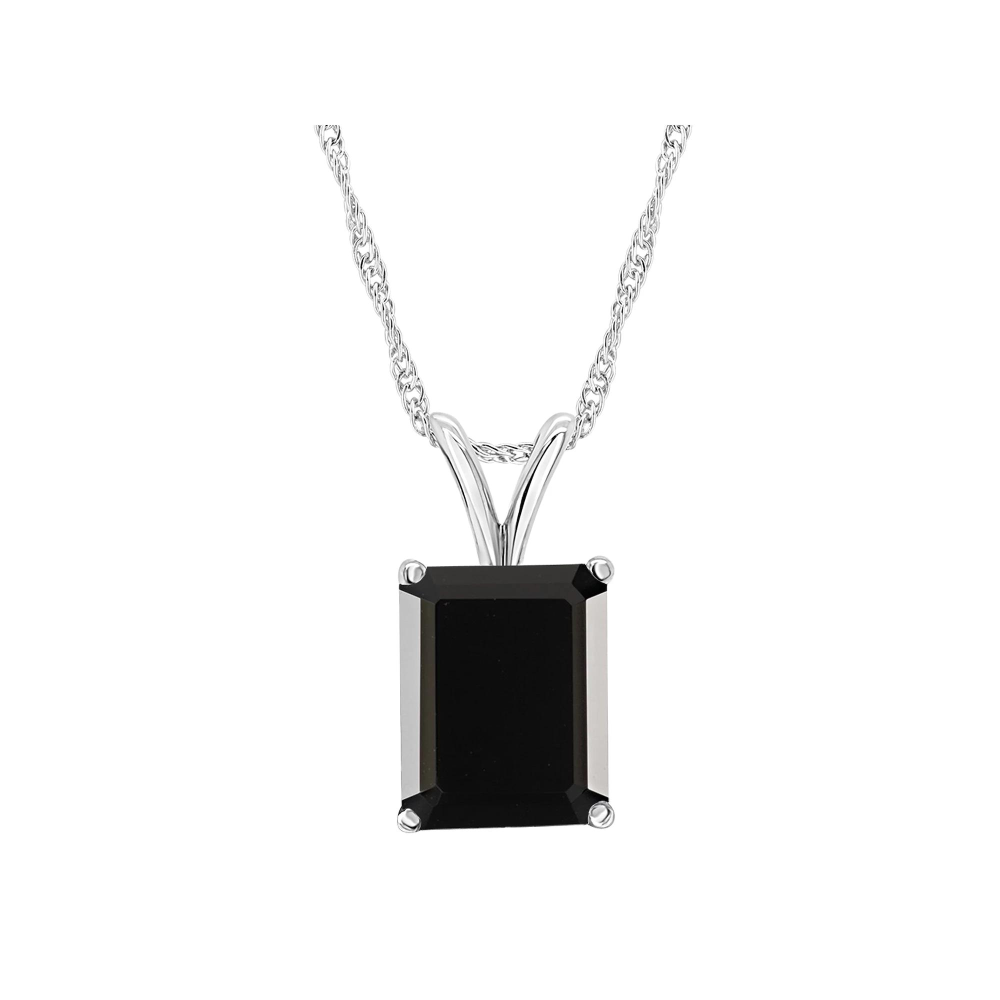 Alyson Layne Sterling Silver Emerald Cut Onyx Pendant Necklace, Women's,  Product Image