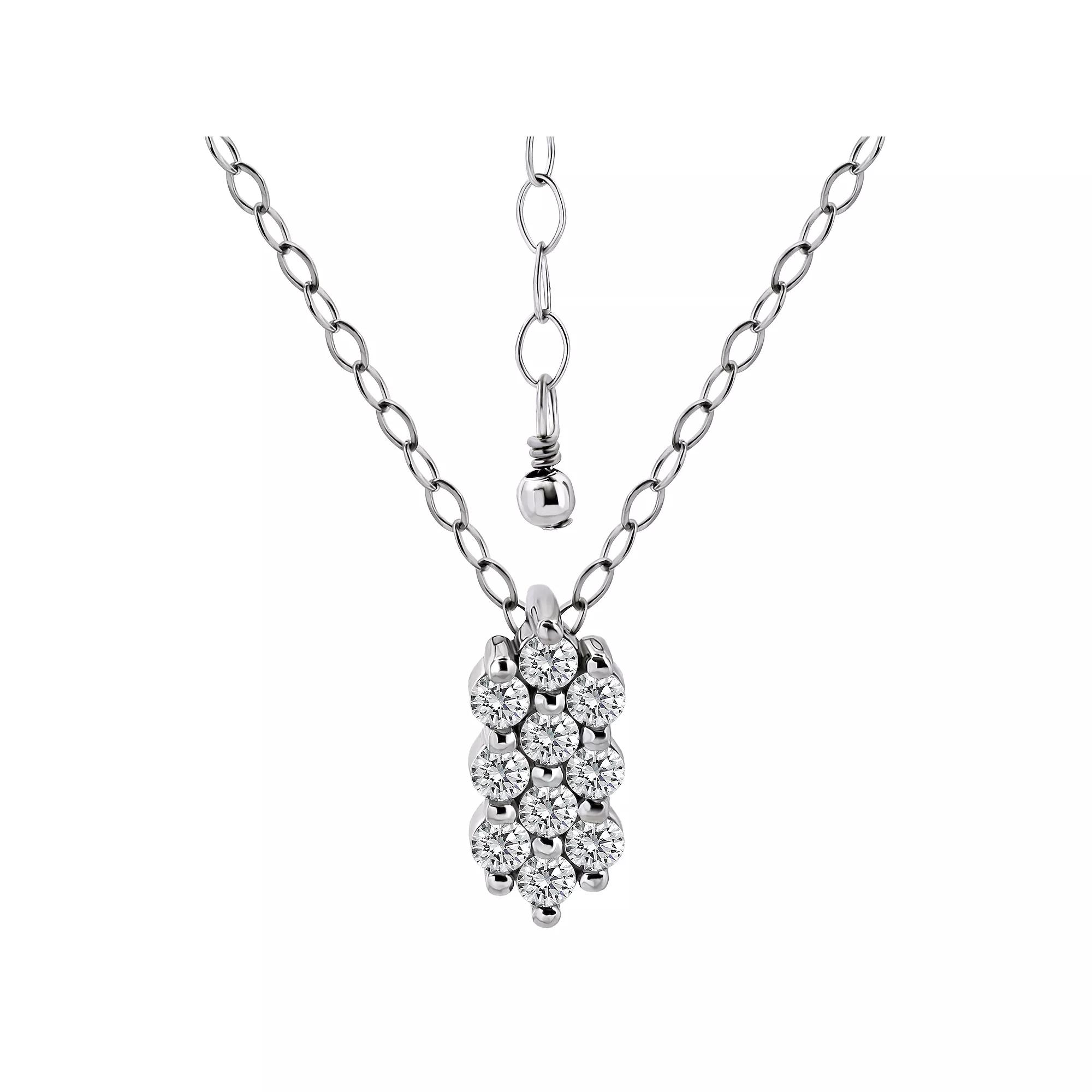 Aleure Precioso Sterling Silver Cubic Zirconia Cluster Pendant Necklace, Womens Product Image