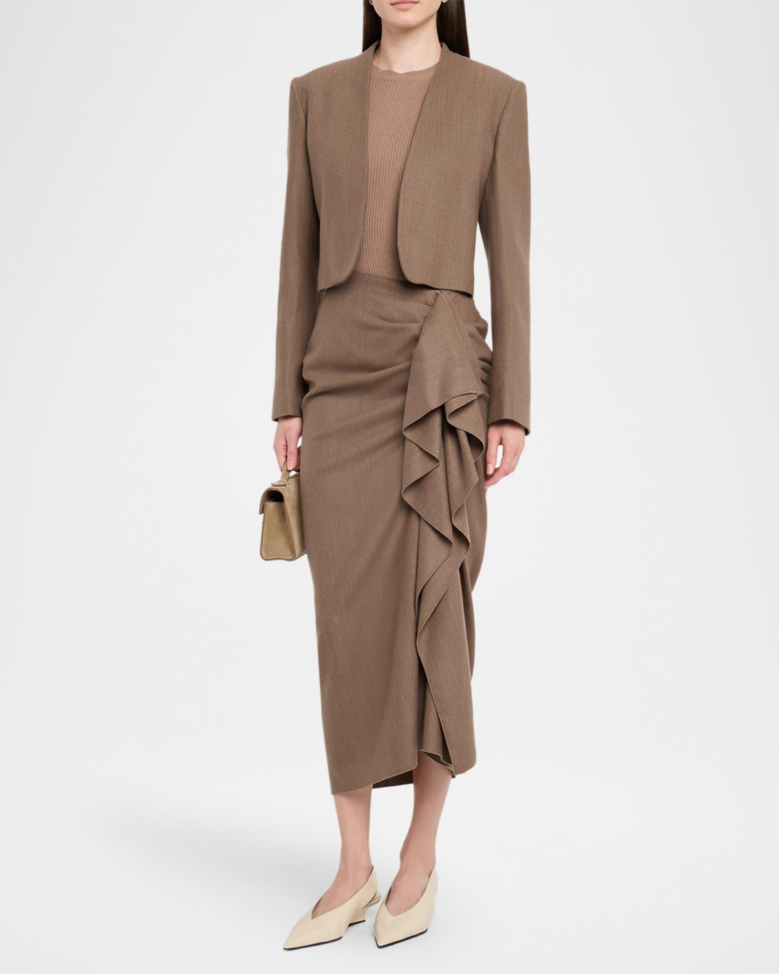 Draped Pinstripe Midi Skirt Product Image