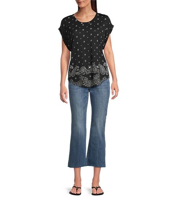 Lucky Brand Sandwash Printed Crew Neck Dolman Short Sleeve Tee Product Image