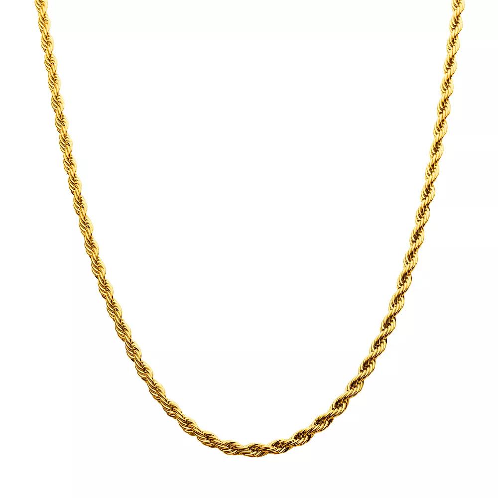 18k Gold Over Stainless Steel 6 mm Rope Chain Necklace, Men's, Size: 20", Gold Tone 6mm Product Image