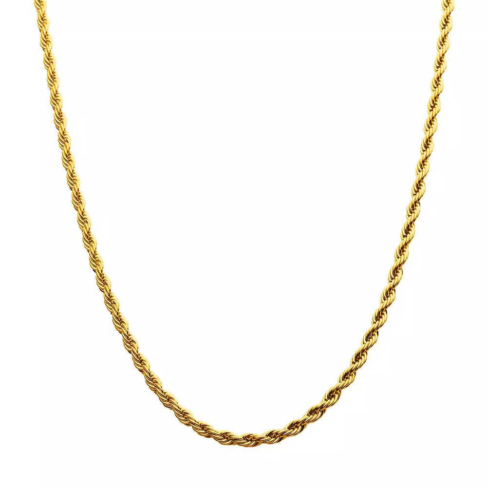 18k Gold Over Stainless Steel 6 mm Rope Chain Necklace, Men's, Size: 20", Gold Tone 6mm Product Image