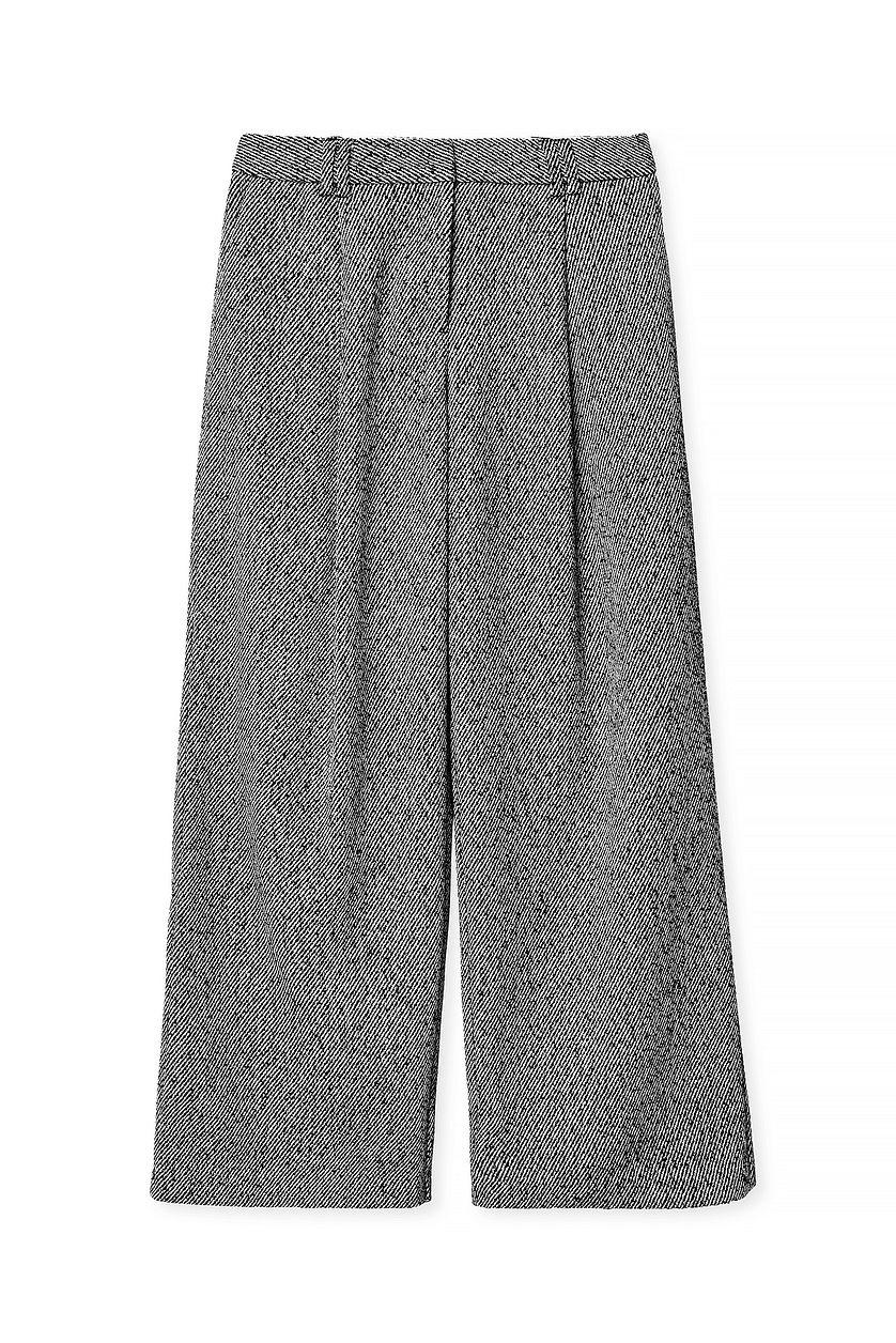 Wide Mid Waist Twill Trousers Product Image