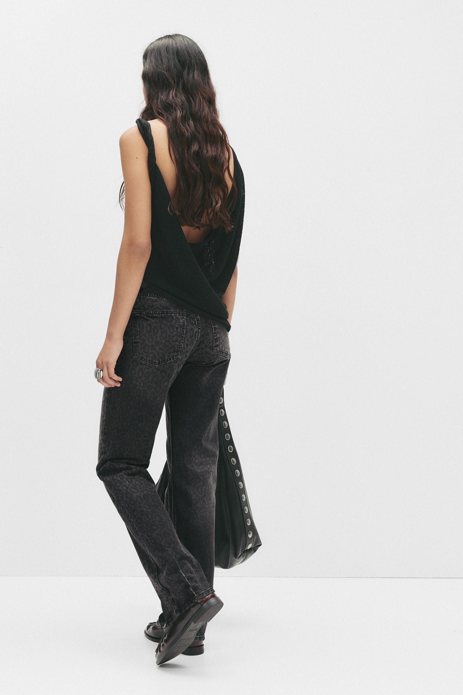 Straight-leg leopard print jeans Product Image