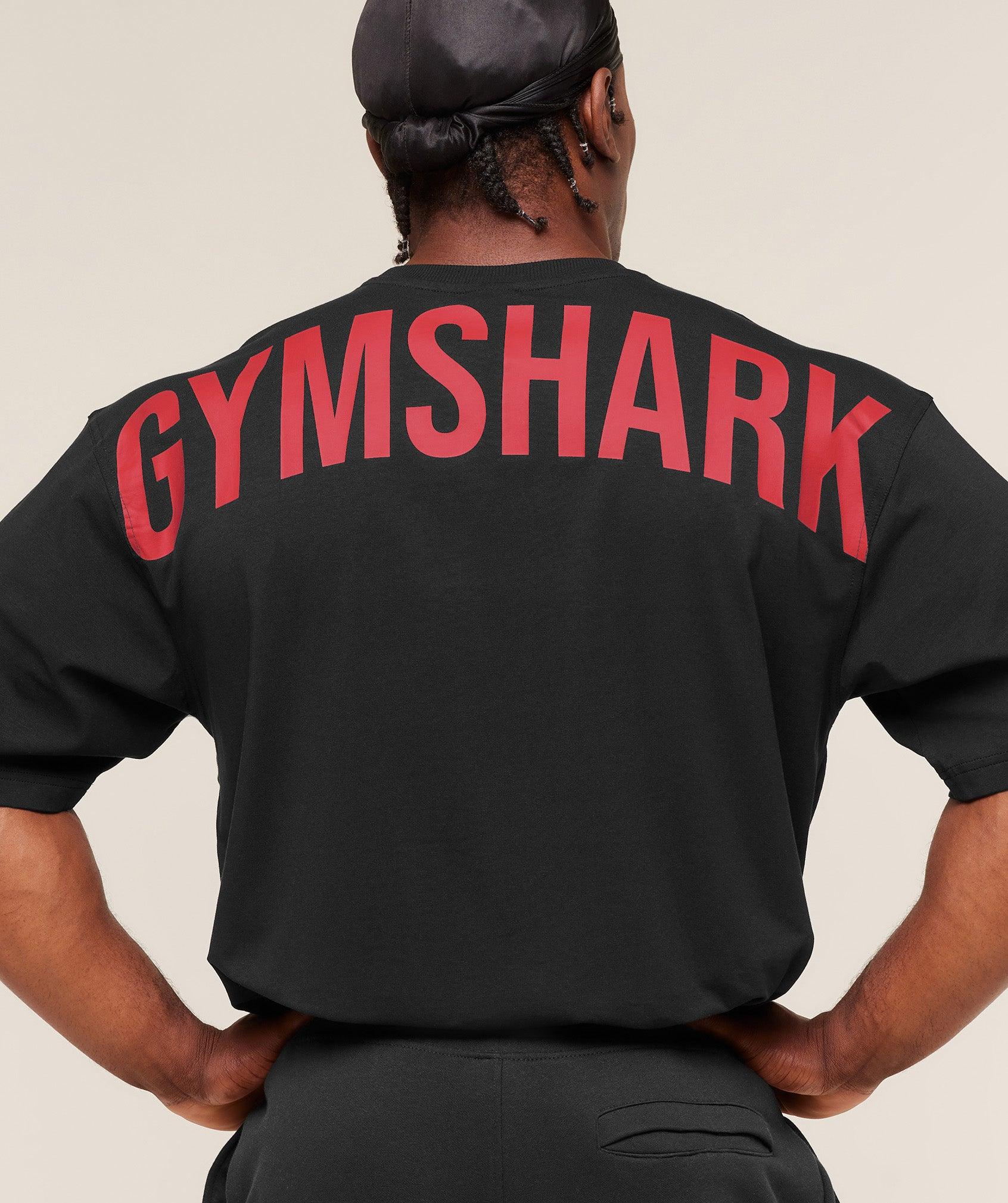 Gymshark Power T-Shirt - Black/Conditioning Red Male Product Image