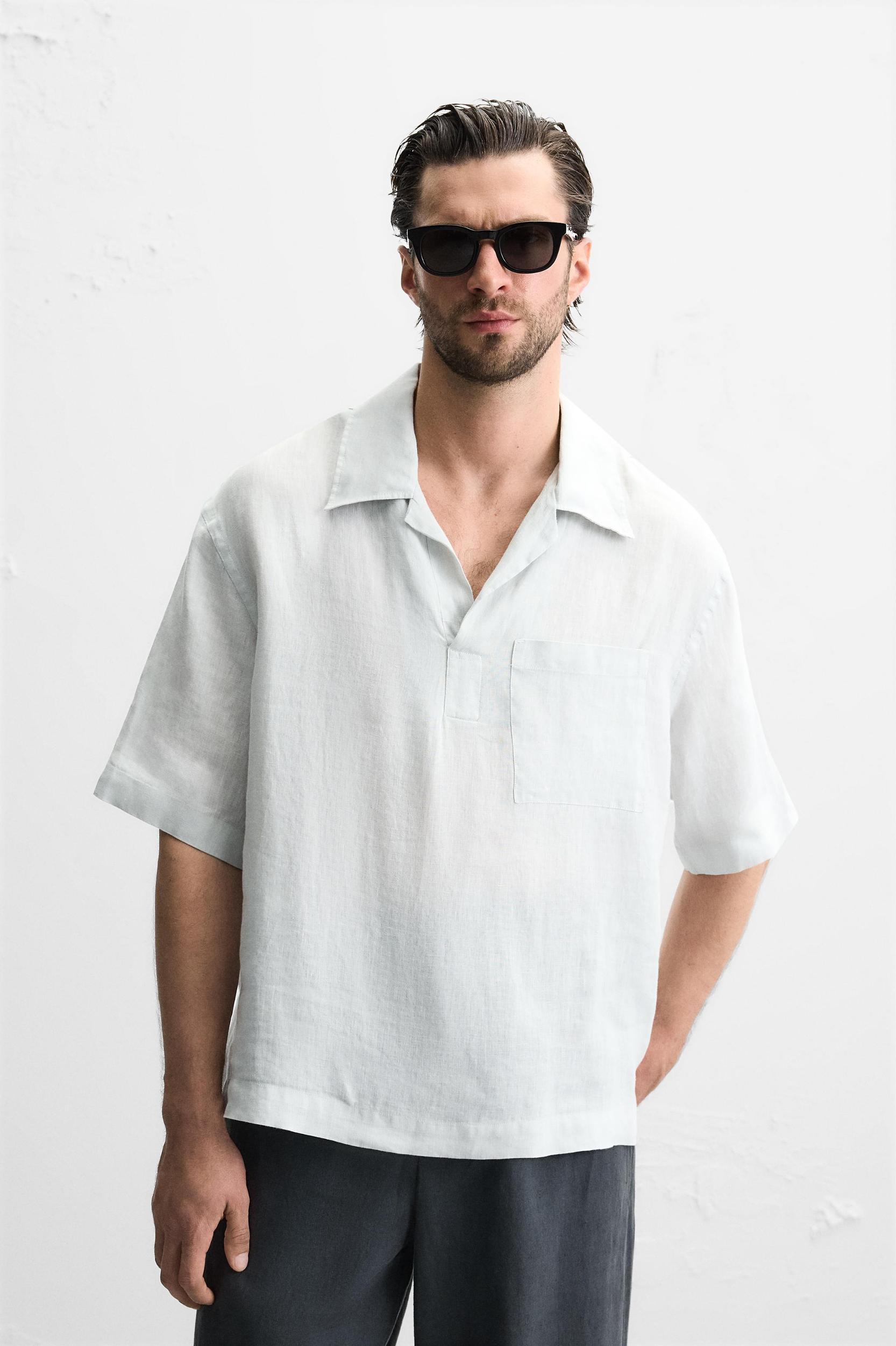 100% LINEN POLO SHIRT Product Image